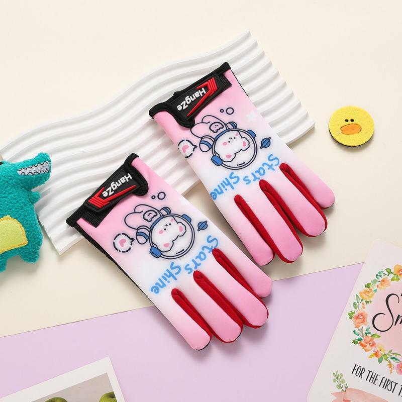 Children's gloves autumn and winter velvet warm students boys and girls thickened cycling windproof outdoor cycling cold-proof gloves