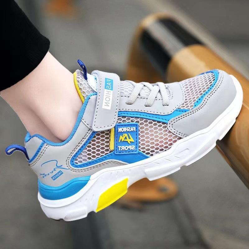 Boys' Shoes 2025 Spring and Autumn Mesh Shoes Medium and Large Children's Breathable Mesh Surface Summer Single Mesh Hollow Children's Sports Shoes T