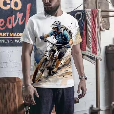 Trendy Cool T-shirt 3D Printed Mountain Bike Street Fashion Clothing Men's Leisure Summer Round Neck T-shirt