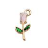 Pink Flower Oil Drop Korean Keychain & Bracelet Pendants