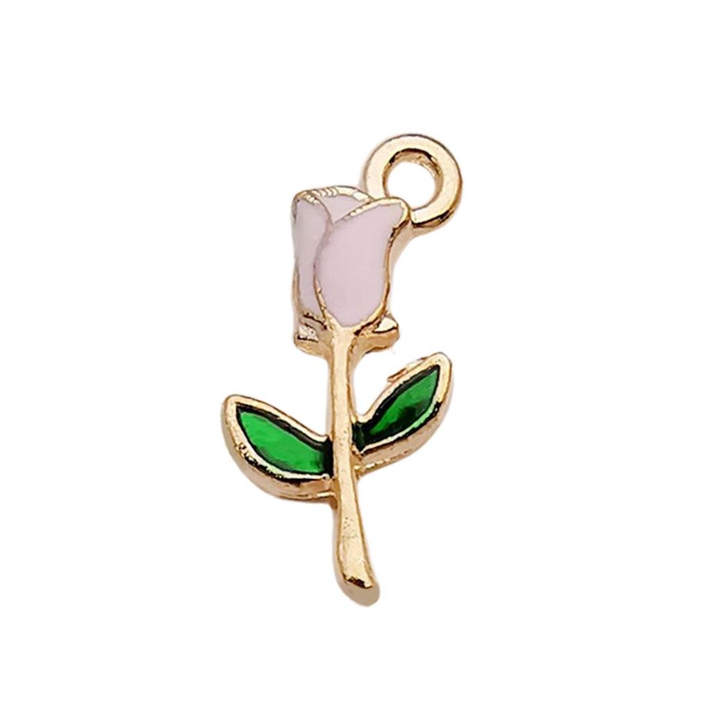 Pink Flower Oil Drop Korean Keychain & Bracelet Pendants