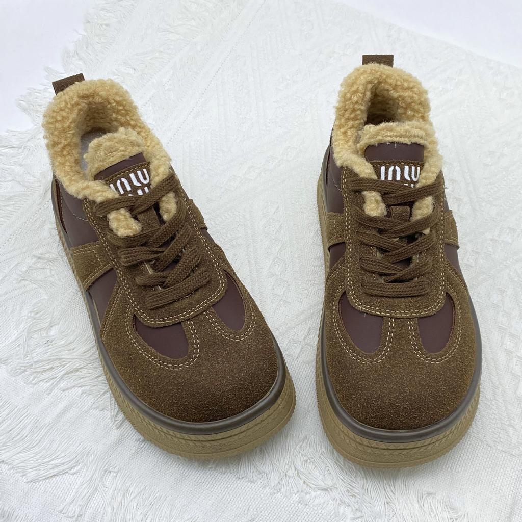 Fleecové boty na silné podrážce 2025 podzim a zima dámské boty nové retro sportovní a volnočasové boty fleecové boty dámské tréninkové boty