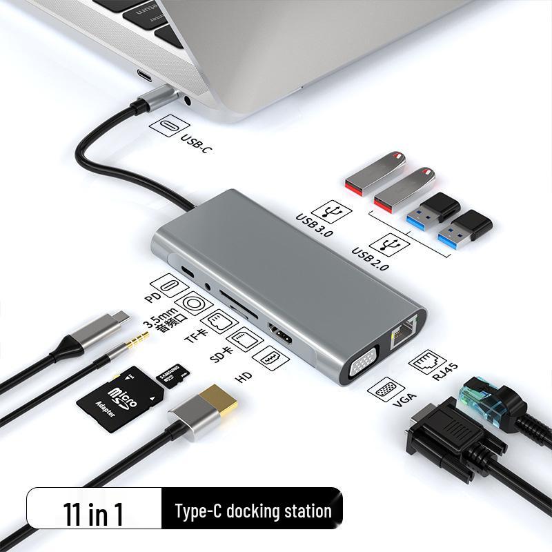 11-in-1 USB-C Expansion Dock for Laptops with USB 3.0 and Gigabit Connectivity