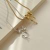 Korean Version S925 Silver Geometric Smart Ribbon Double-layer Bow Necklace Minimalist Round Bead Collarbone Chain