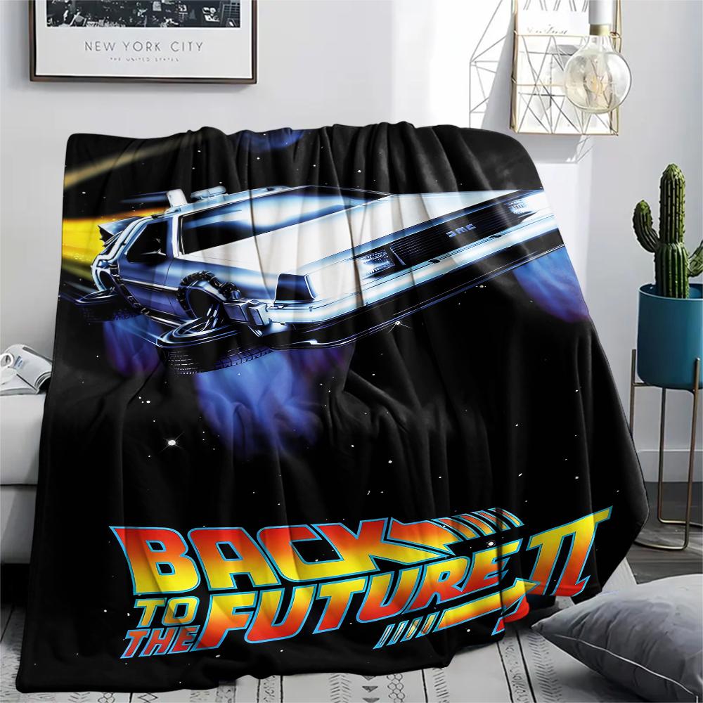 1PC Back To the Future Print Flannel Blanket, High Quality All Seasons, Home Decor, Warmth and Comfort, Perfect for Christmas Gifts