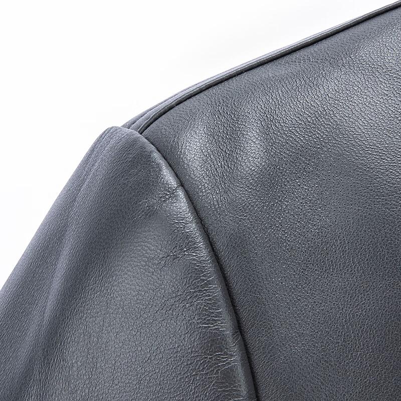 FAPAI Men's Genuine Sheepskin Stand-Collar Leather Jacket