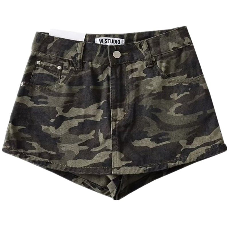 

Fashion Style New Arrival Women s Clothing Slim Looking Easiest for Match High Waist Casual Camouflage Workwear Hip Bag Fake Two-Piece Denim Skirt Figure Color L