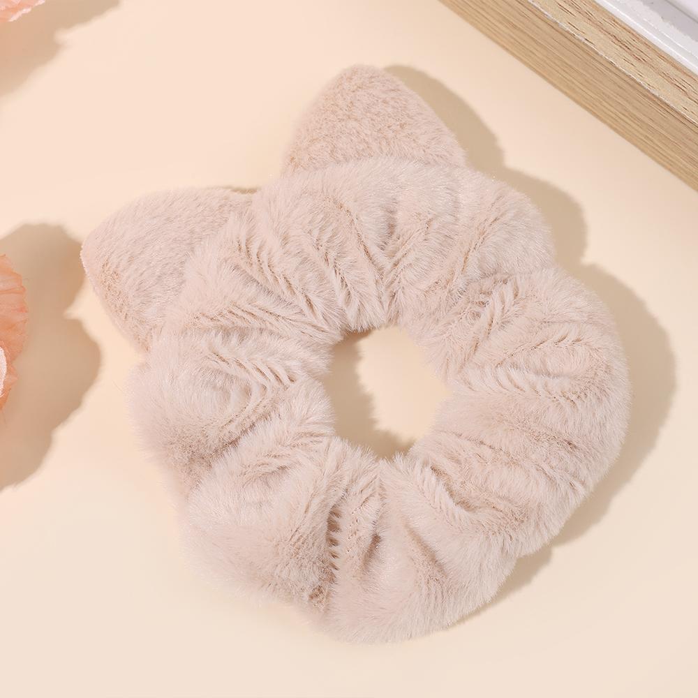 Cat Ear Furry Scrunchies For Girls Women High Elastic Soft Korean Style Hair Tie Ponytail Holder Rubber Band Hair Accessories
