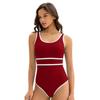 New color-blocked sports triangle one-piece swimsuit for women, European and American sexy sleeveless fashion beach swimsuit