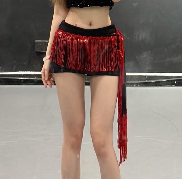 Shiny Tassel Belly Dance Waist Chain and Hip Scarf for Beginner Jazz or Nightclub Performance
