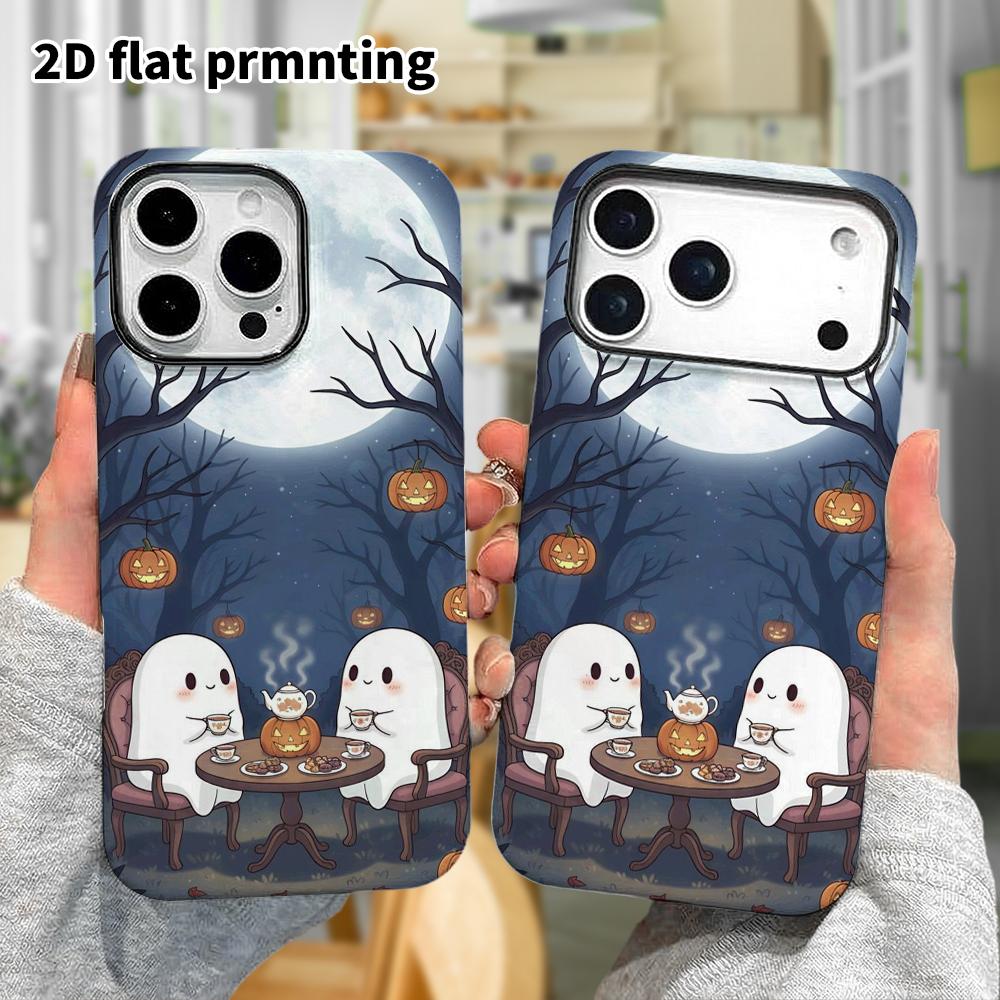 Phone Case: 2D Flat Design Suitable for iPhone 18, 17, 16, 15, 14, 13 Pro Film Protection Case, Couple Style, Tea Party Under the Moon, Christmas and 