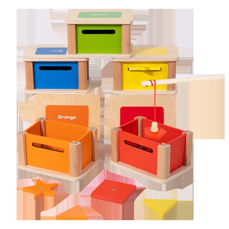 Children'S Early Education Educational Montessori Teaching Aids Color Classification Coin-Operated Magnetic Fishing Geometric Shape Toys