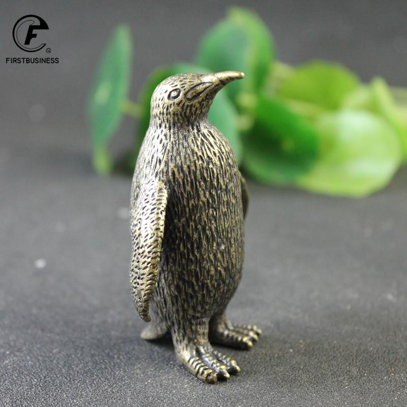 Solid Brass 210g Antarctic Penguin Figurines Miniatures Office Desk Ornament Tea Pets Paperweight Vintage Animal Statue Crafts