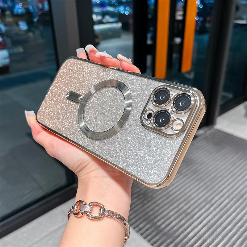 Applicable To Iphone16promax Electroplating Magnetic Suction 16 Mobile Phone Case 15 Apple 14 Transparent 13 Gradual Change Glitter 12