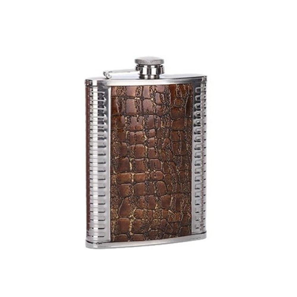 Portable 8oz Hip Flask Stainless Steel Leakproof Drinking Water Bottle Leather Covered Mini Wine Cup Outdoor