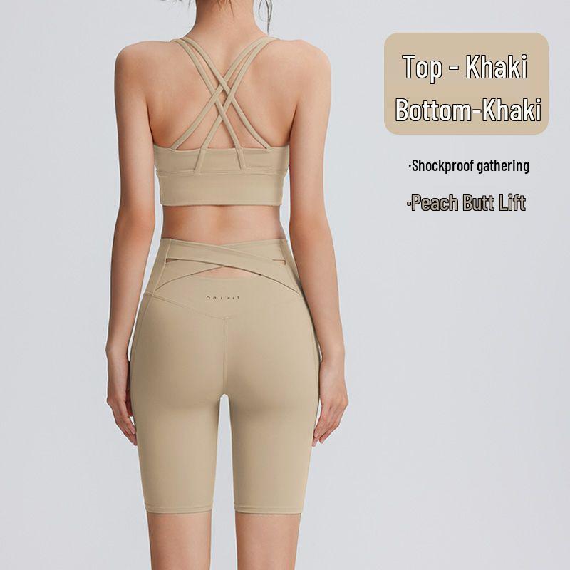Backless Sports Bra & Quick-Dry Hollow-Out Yoga Set for Women Extra Large