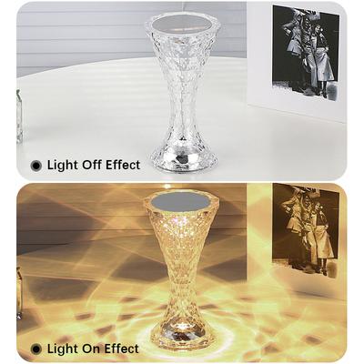 LED Crystal Light, Touching Control Lamp with USB Port,3 Color Changing Diamond Table Acrylic Lamp for Bedroom, Study Room Decor