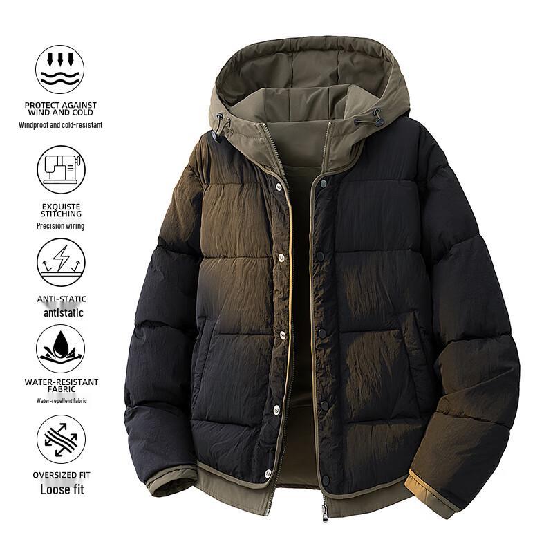 

MEDE Men s Solid Color Hooded Padded Jacket L