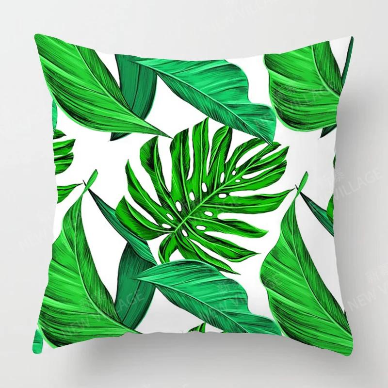 Nordic Fall Home Decor Autumn Throw Pillow Case Sofa Cushion Cover Modern 45X45Cm 45*45 50X50 60X60Cm 40*40Cm Leaf Plant Green
