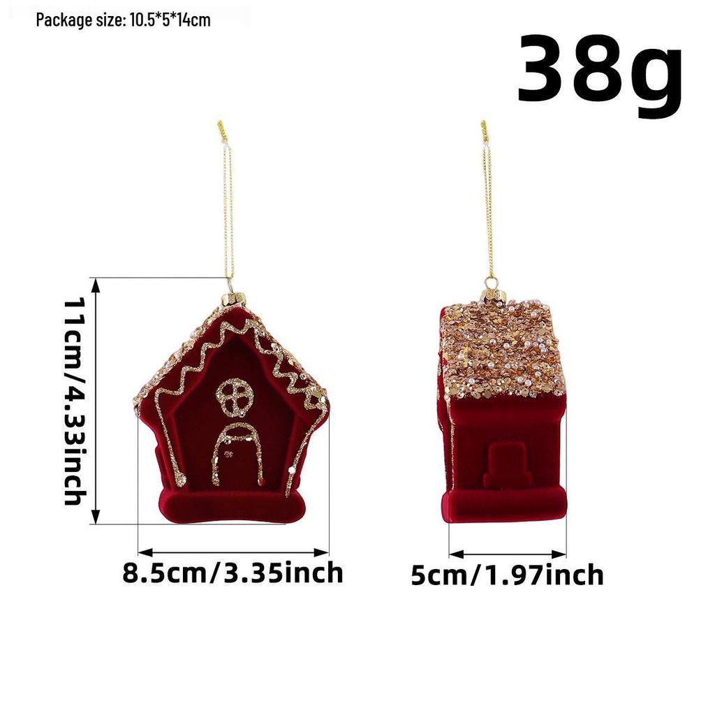 New Christmas Tree Red Flocking Ornaments and Bow Decorations