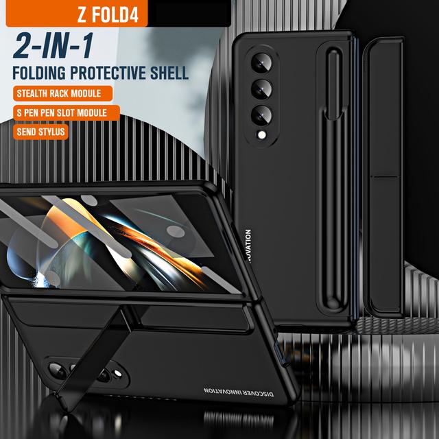 

Бронированный чехол с подставкой S-Pen для Samsung Galaxy Z Fold 4 360, полноэкранная защита, противоударный чехол для телефона Z Fold 3 5G For Galaxy Z Fold 4 чёрный