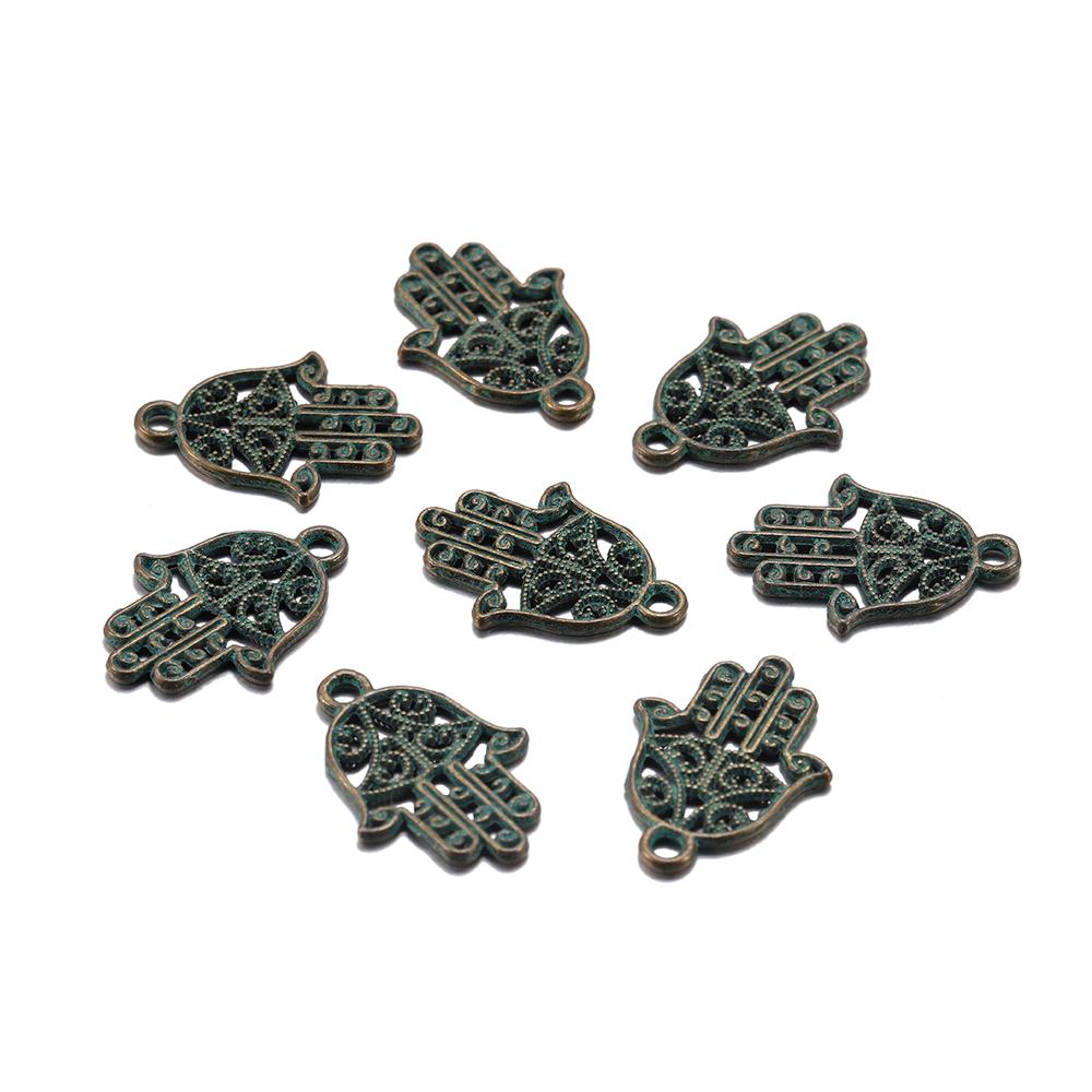 20pcs/lot 15*21mm Classic Antique Bronze Hand Fatima Charms Bracelet Pendants For DIY Necklace Jewelry Making Supplies