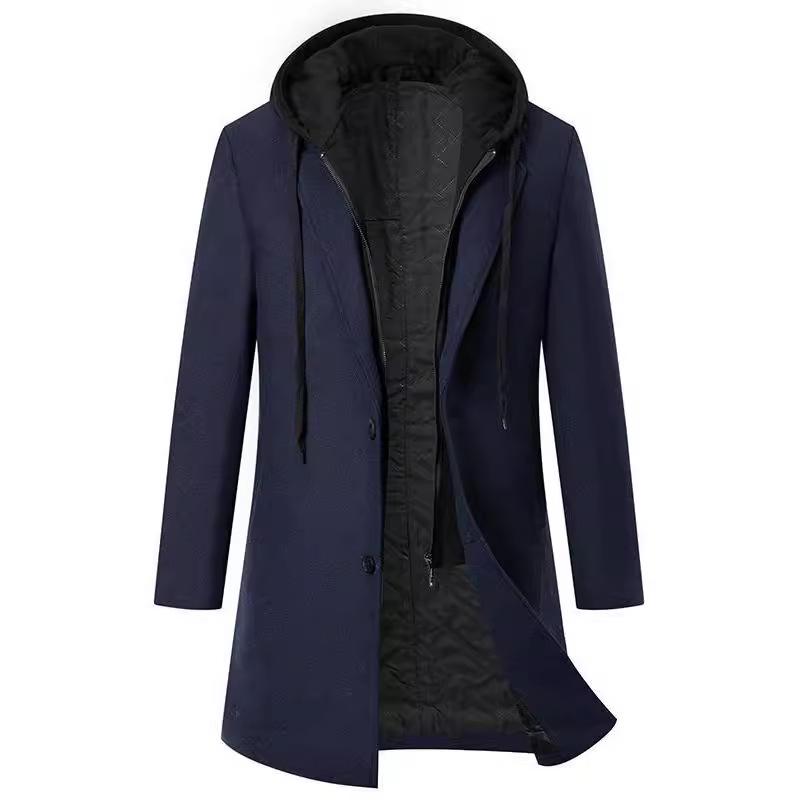 2024 Herbst/Winter Verdickter Kapuzen-Zweiteiler Mittellanger Wollmantel Gefütterte Jacke