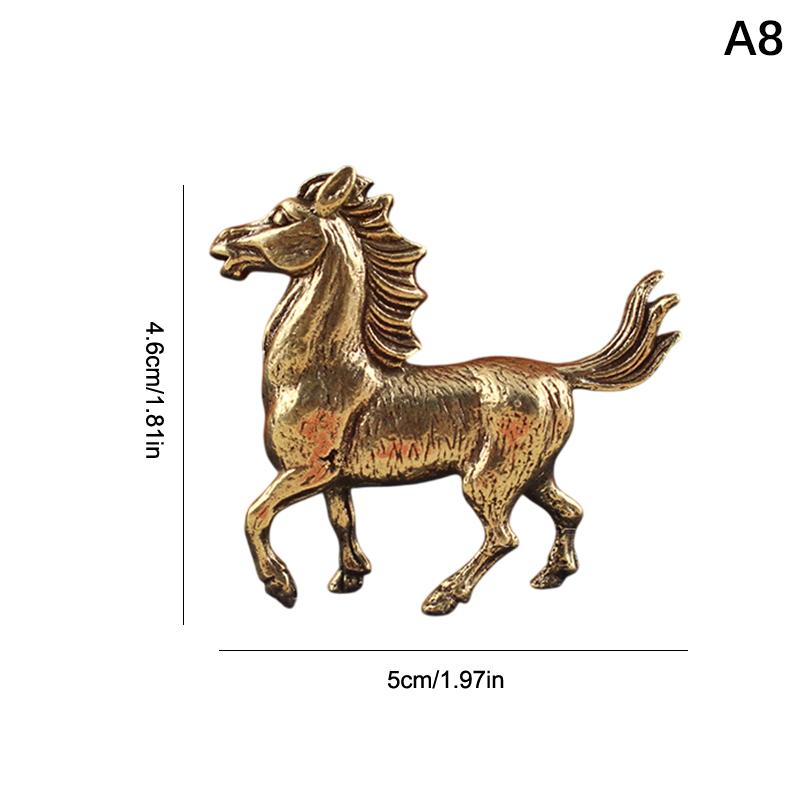 Brass Horse Figurines Chinese  Year Zodiac Horse Ornament Feng Shui Lucky Statue Home Office Desktop Decoration Crafts
