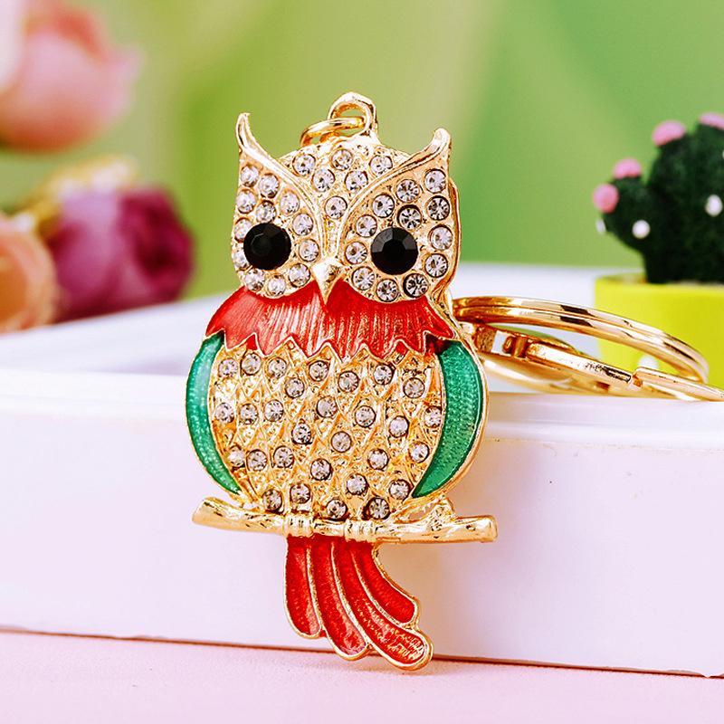 Owl Crystal Keyring Charm Pendant Handbag Purse Bag for Key Ring Chain Keychain
