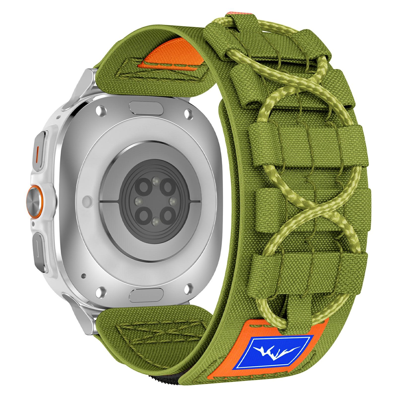 

Для Samsung Galaxy Watch Ultra 47 мм нейлоновий ремінь для годинника. Ремінець із плетеної мотузки Silver-Green