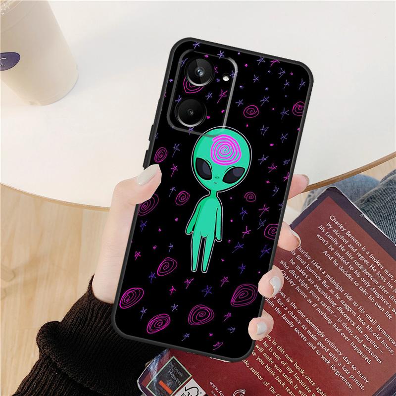 Alien Kawaii Art Case For Realme GT 7 Pro GT 6T 6 5 C55 C53 C51 C21Y C25S C61 C67 C75 10 11 12 13 14 Pro Plus