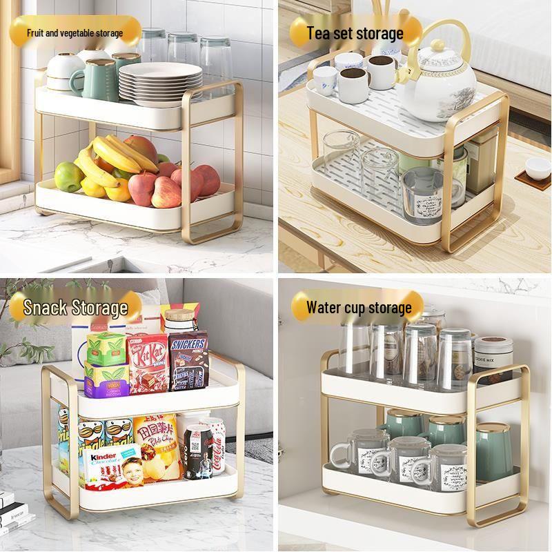 Multi-Layer Tea Set & Water Cup Storage Rack - Elegant Countertop Organizer