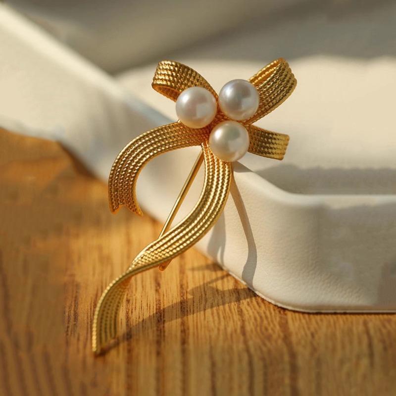 Bow Ribbon Brooch, High-end Women's Luxurious and Elegant, Pearl Brooch, Design Sense, Niche Brooch