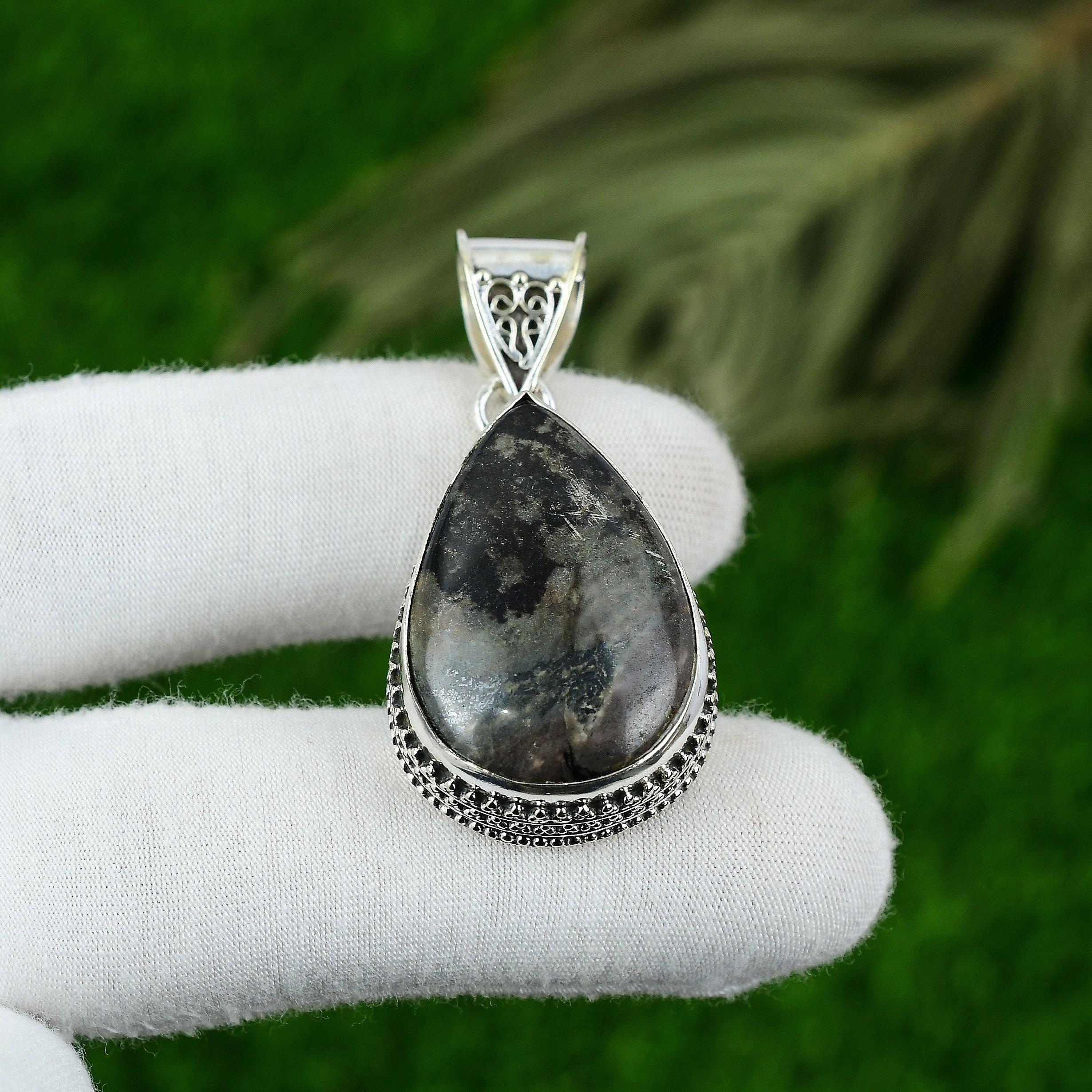 

Picasso Jasper Stone Wedding Art Deco Vintage Pendant Jewelry Sterling Silver