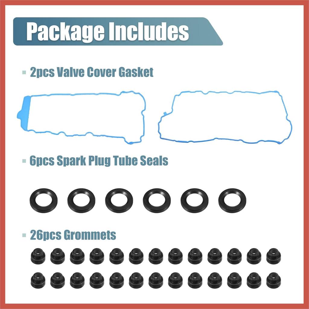ACROPIX Engine Valve Cover Gasket Seal Set with Grommets VS50808R Rubber for Cadillac CTS SRX for Chevrolet Captiva for Buick Enclave Car Parts