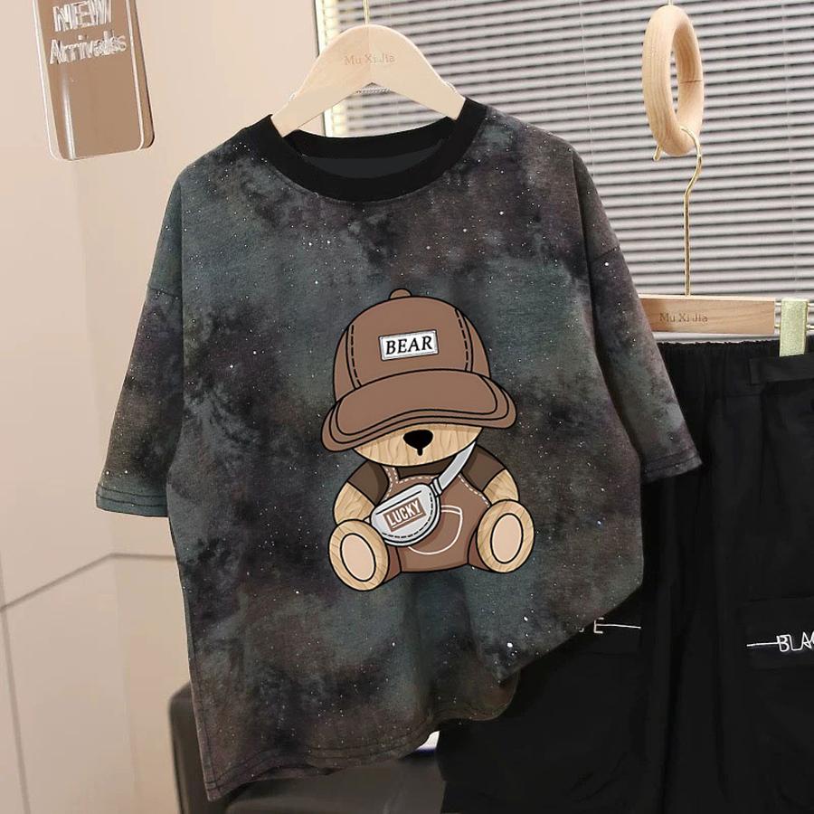 Jungen Batik Kurzarm T-Shirt Sommerkleidung Neues Kinder Halbarm Oberteil Sommer Große Kinder Locker Trendiges Sportliches T-Shirt