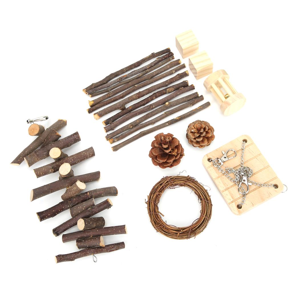 10 Pieces of Hamster Molar Toys Set Wooden Molar Exercise Toys Accessories for Hamster Rabbit Guinea Pig Parrot