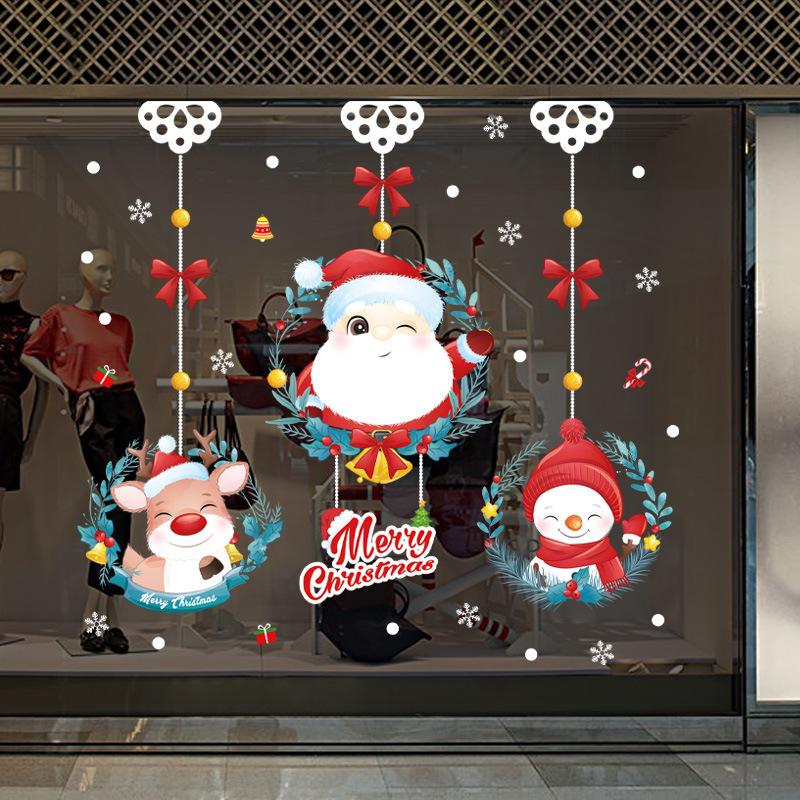 Merry Christmas Wall Sticker Window Glass Merry Christmas Decor for Home Living Room Wall Decor Happy New Year Sticker