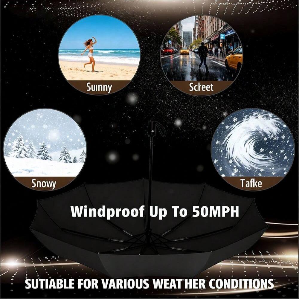 8-Rib Automatic folding Umbrella - Compact, lightweight, durable, UV protection - rain and sun umbrella, automatic sunshade zwq