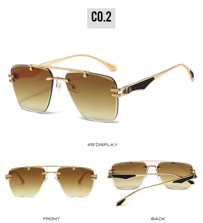 Frameless Gradient Sunglasses: European & American Style with Metal Texture