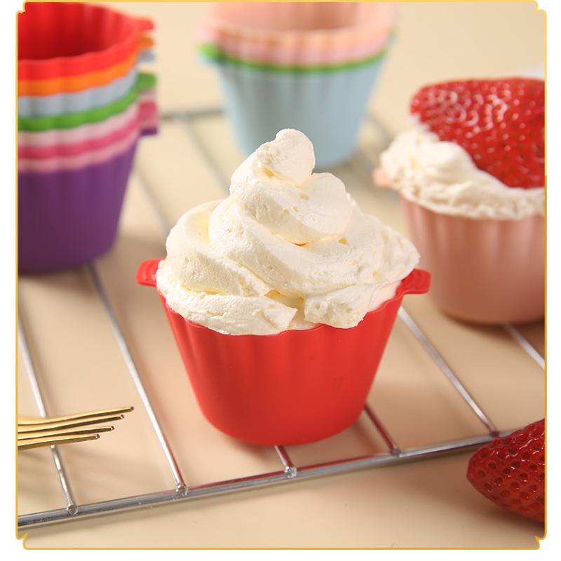 5 Pezzi Stampo per Torta in Silicone a Doppia Orecchia Rotondo Cupcake Muffin Stampo da Cottura Contenitore per Alimenti Strumento per Decorazione Torta Fai-da-te Scatola Portaoggetti