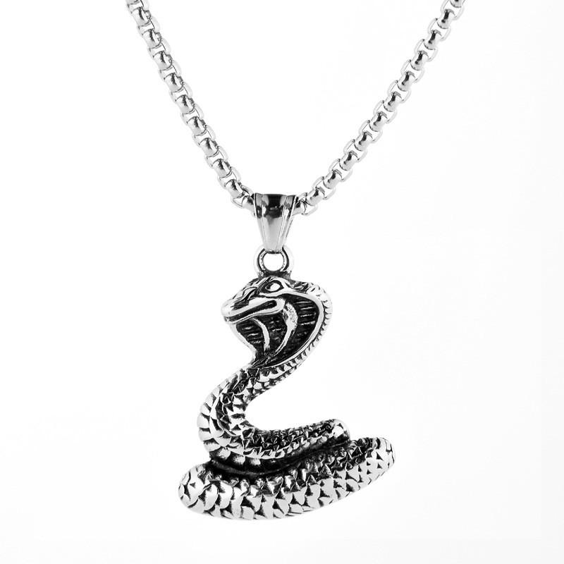 Vintage Snake Fashionable Pendant Necklace For Men Distinctive Zodiac Jewelry Unisex Accessory Style