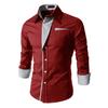 Men Spring Shirt Button Long Sleeves Solid Color Lapel Single-breasted Warm Patch Pocket Plus Size Mid Length Men Top for Office
