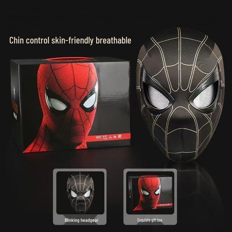 Electric Spider-Man Mask with Blinking Eyes - Light-Up Cosplay Helmet Toy for Kids