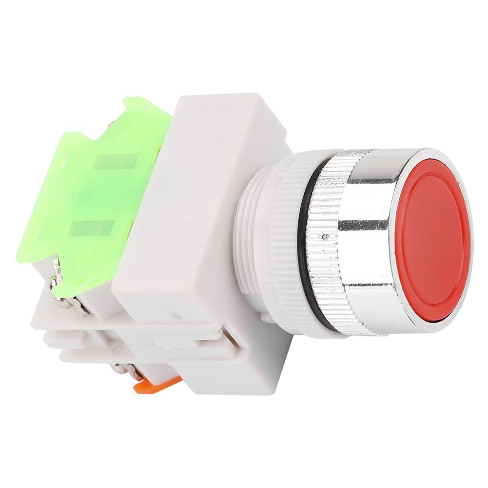 Self Locking Flat Head Red Push Button Switch 22mm Mount LAY3711BNZS