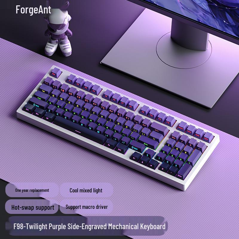 RuiYi F98 Wired 98-Key Mechanical Keyboard, Hot-Swappable, Side-Printed, Full-Key Anti-Ghosting, Office/Gaming.