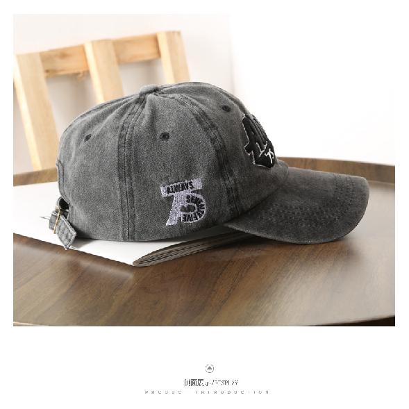Trendy men's washed letter-embroidered baseball cap, suitable for outdoor wear, offering sun protection and shade for women