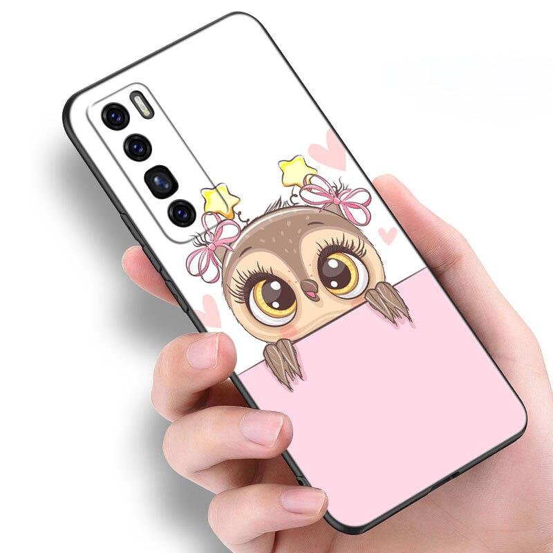 Kreskówkowa Sowa Słodkie Sowy Etui Dla Huawei NOVA 8 9 Pro 8i 7i 7SE Y60 5T Mate 40 30 20 10 Lite Honor 50 30 Premium Pro Plus 30S Pokrowiec