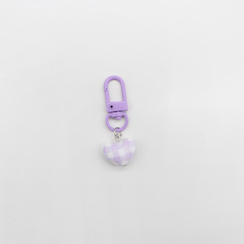 Colorful Striped Plaid Heart Keychain Pendant - Cute Ins Style Bag Charm