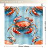 Turquoise & Red Crab Shower Curtain - 71x71 Inch, Includes 12 Hooks, Durable Polyester, Perfect for Bathroom & Summer Home Decor